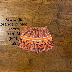 GB Girls orange printed shorts